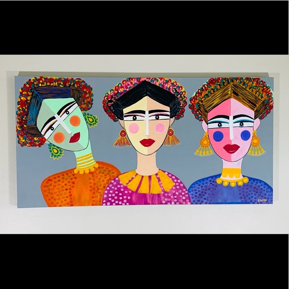 Frida Kahlo hand painted acrylic on canvas